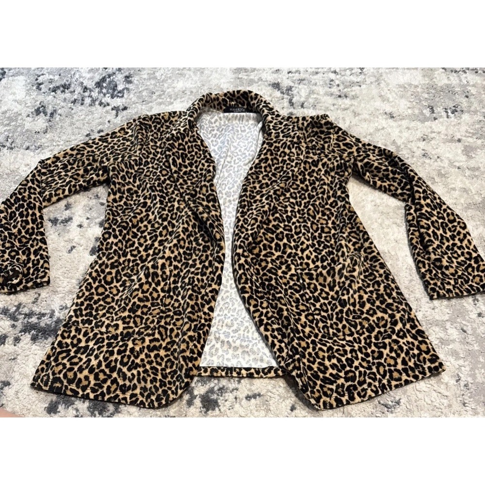 Maverick Leopard Open Front cardigan Blazer Sweater Sz XL X-large Women's